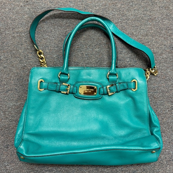 Michael Kors Teal Leather Tote Bag - Picture 1 of 8